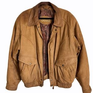 Vintage Daniel Men's Brown Leather Bomber Jacket